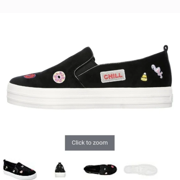 Skechers Kids' Black Slip-On Sneakers with Fun Patches - Picture 2 of 8
